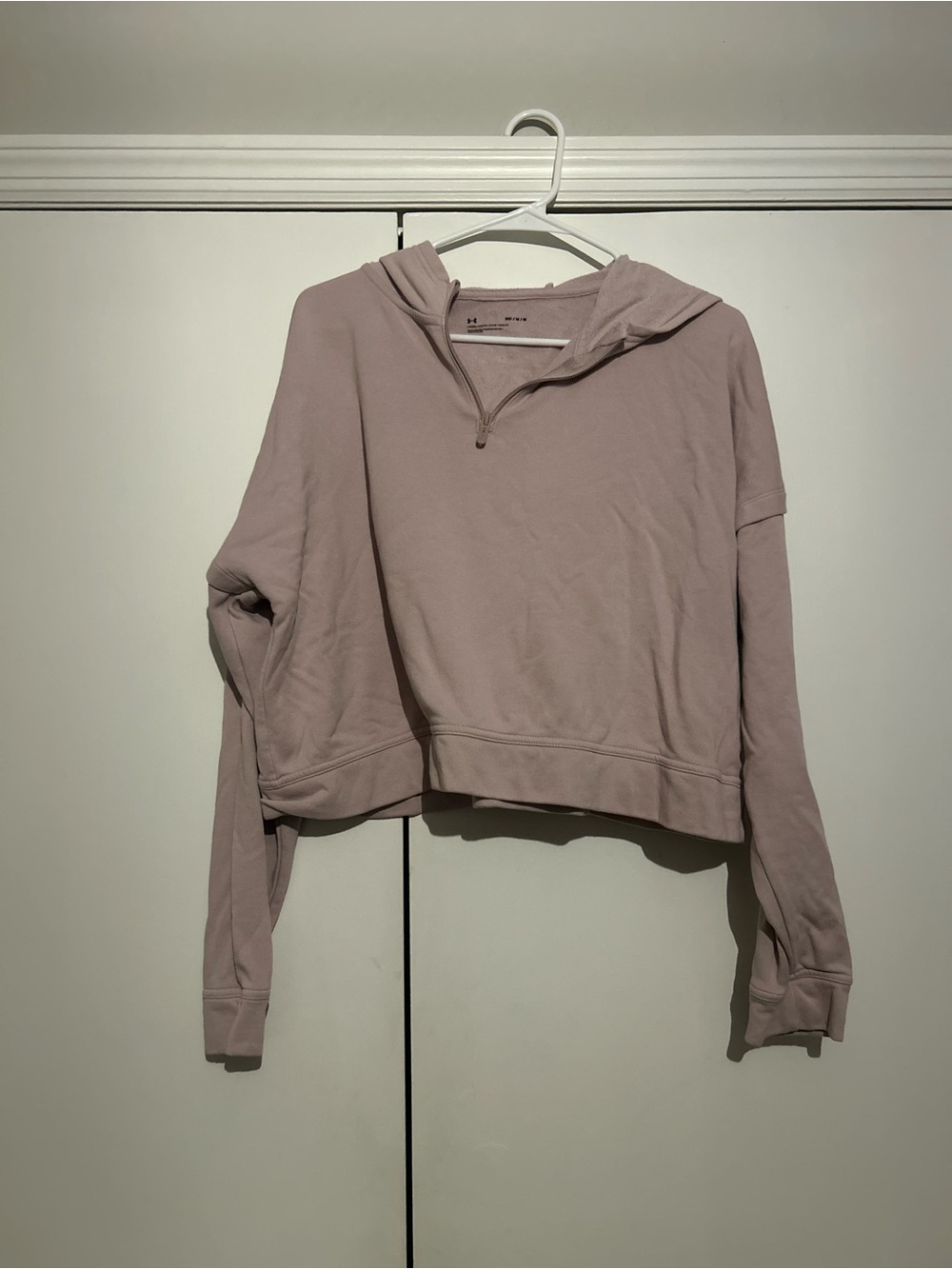 Under Armour Cropped Half-Zip Hoodie in Dusty Mauve